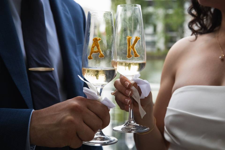 Détails verres du mariage