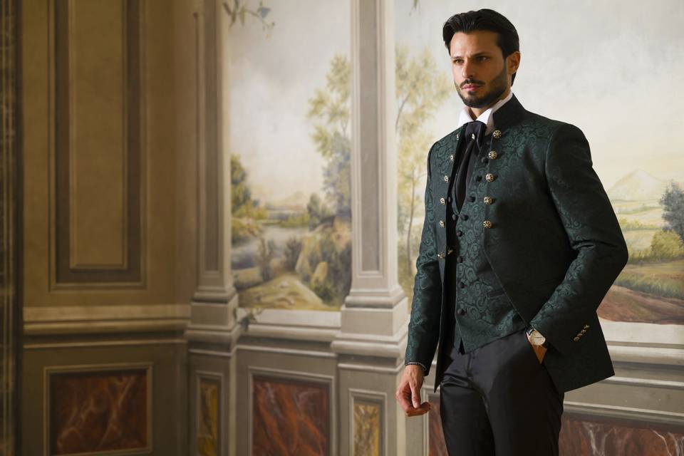 Costume Vert Foncé Marié