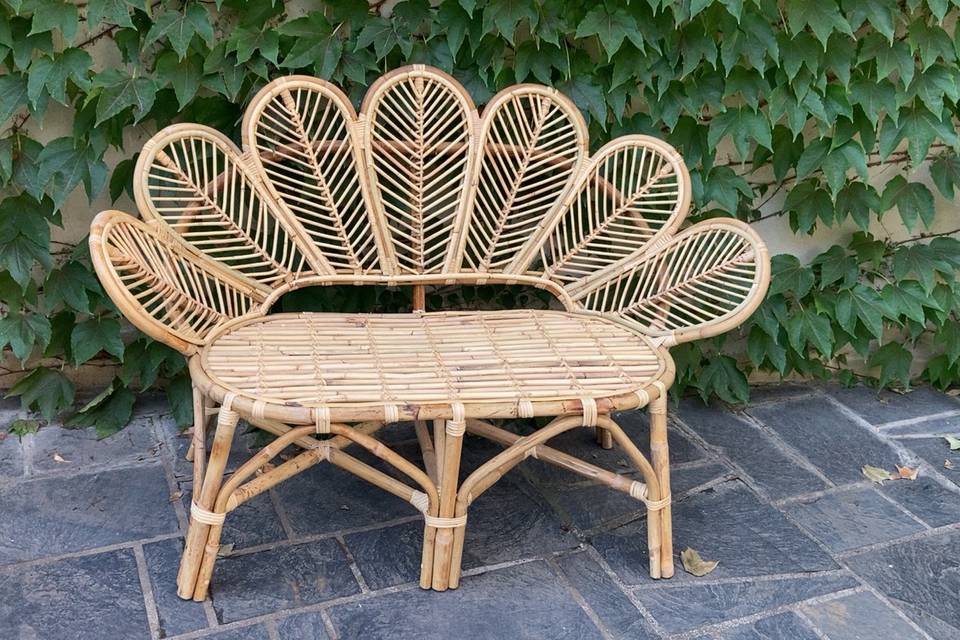 Banc fleur rotin