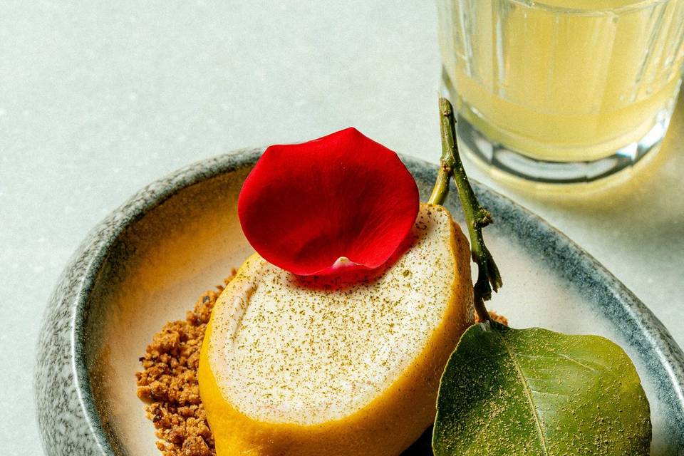 Dessert citron framboise