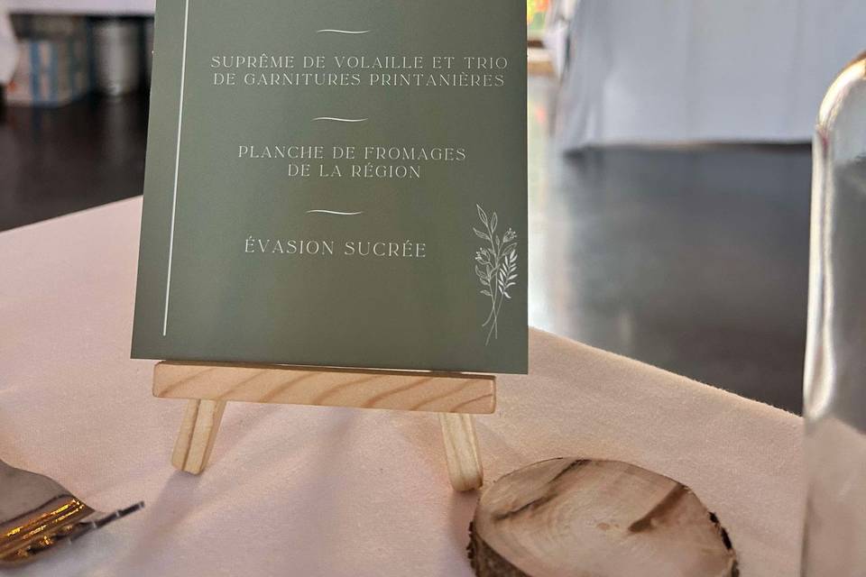 Menu de mariage