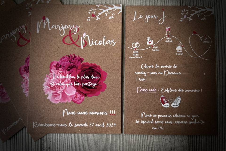 Faire-part mariage floral