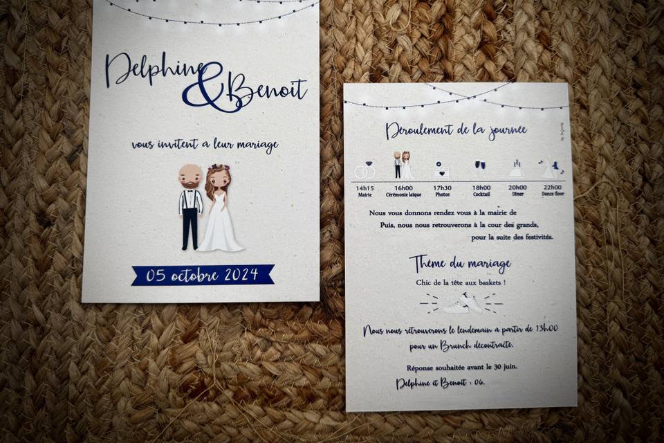 Faire part mariage guinguette