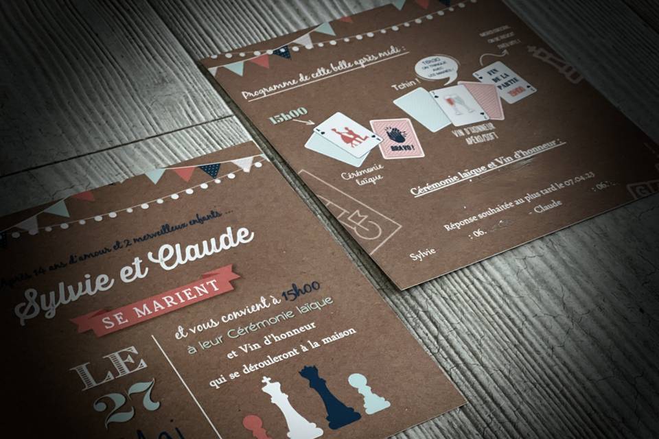 Faire-part mariage jeux carte