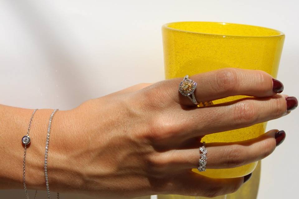 Diamant jaune et or blanc