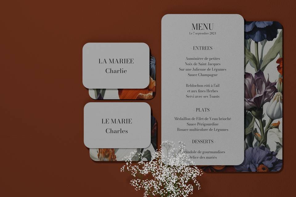 étiquettes et menu