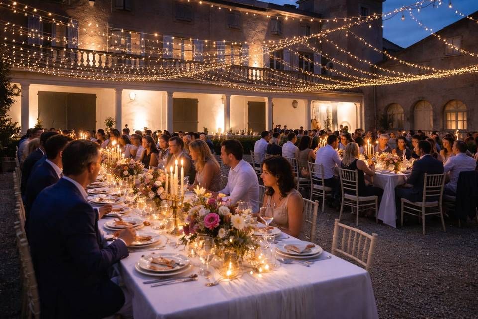Repas de fête tout extérieur