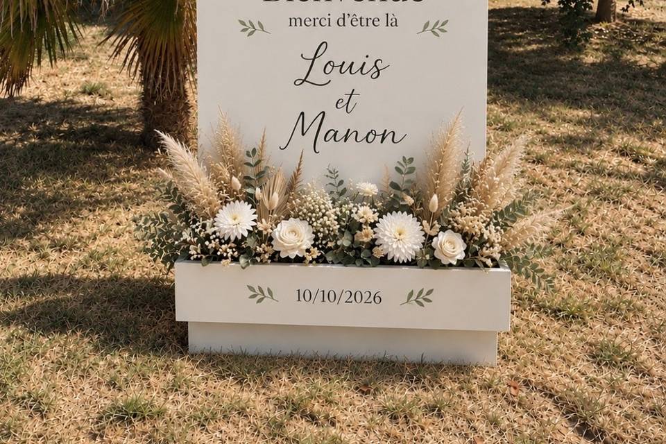 panneau de bienvenue jardinièr