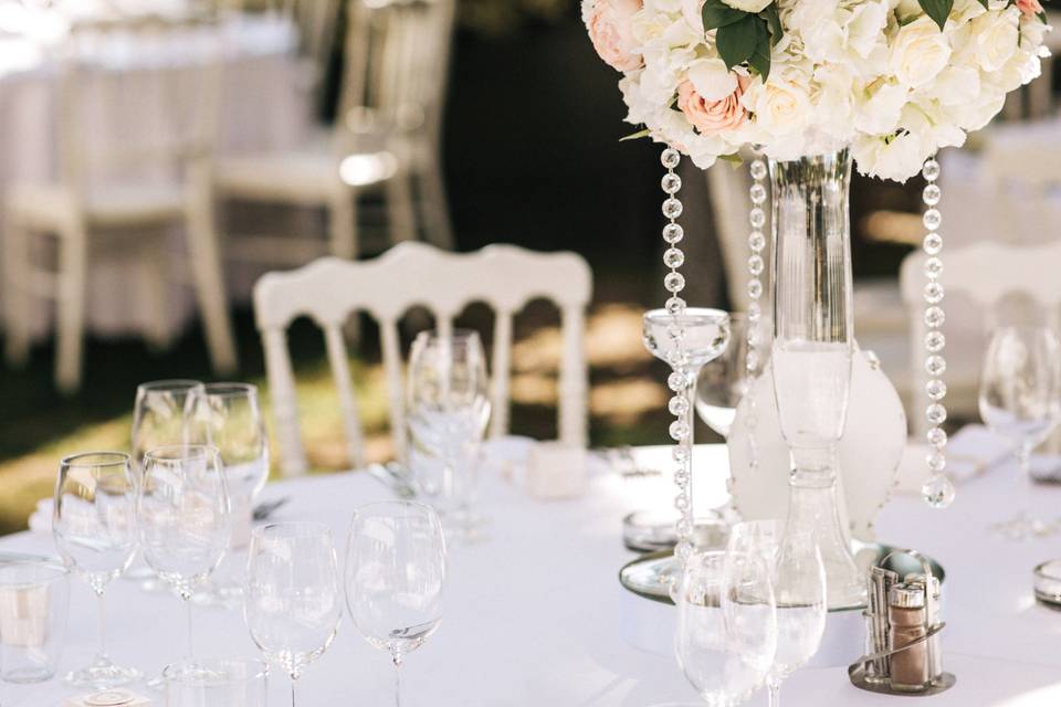Chandelier table mariage chic