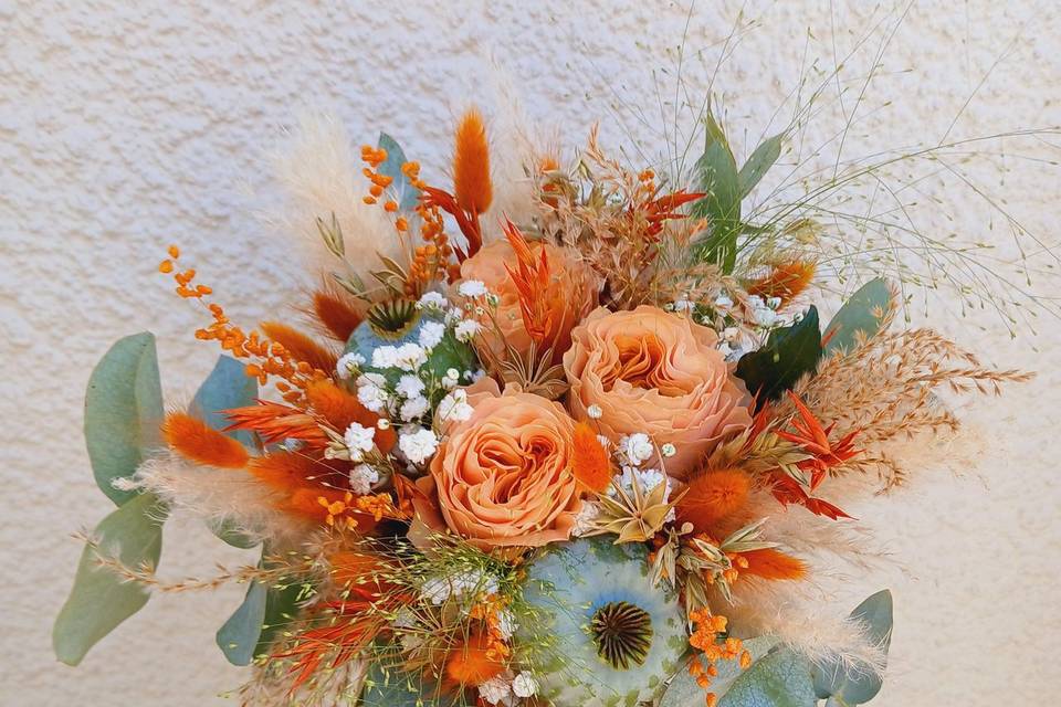 Bouquet de mariée terracotta