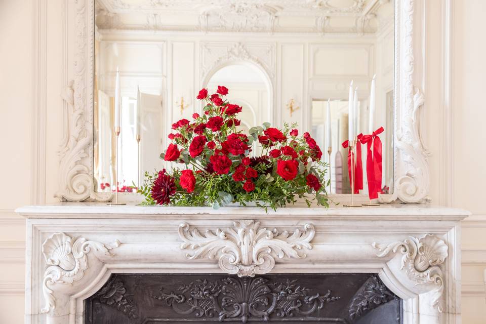 décor floral cheminée