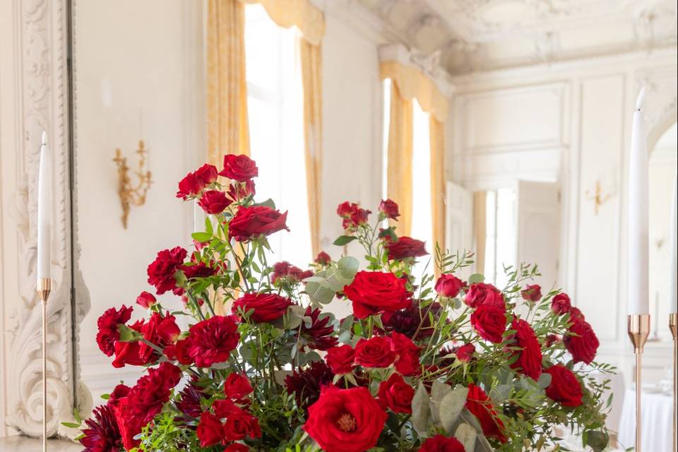fleurs manteau cheminée