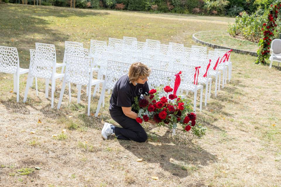 mise en place chaises extérieur