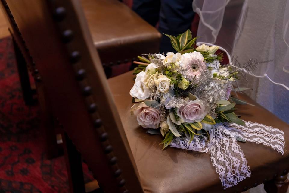 Le bouquet de la mariée posé