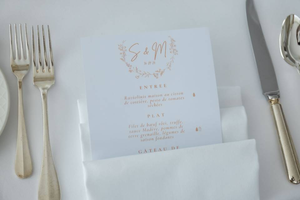 Détail : le menu du mariage