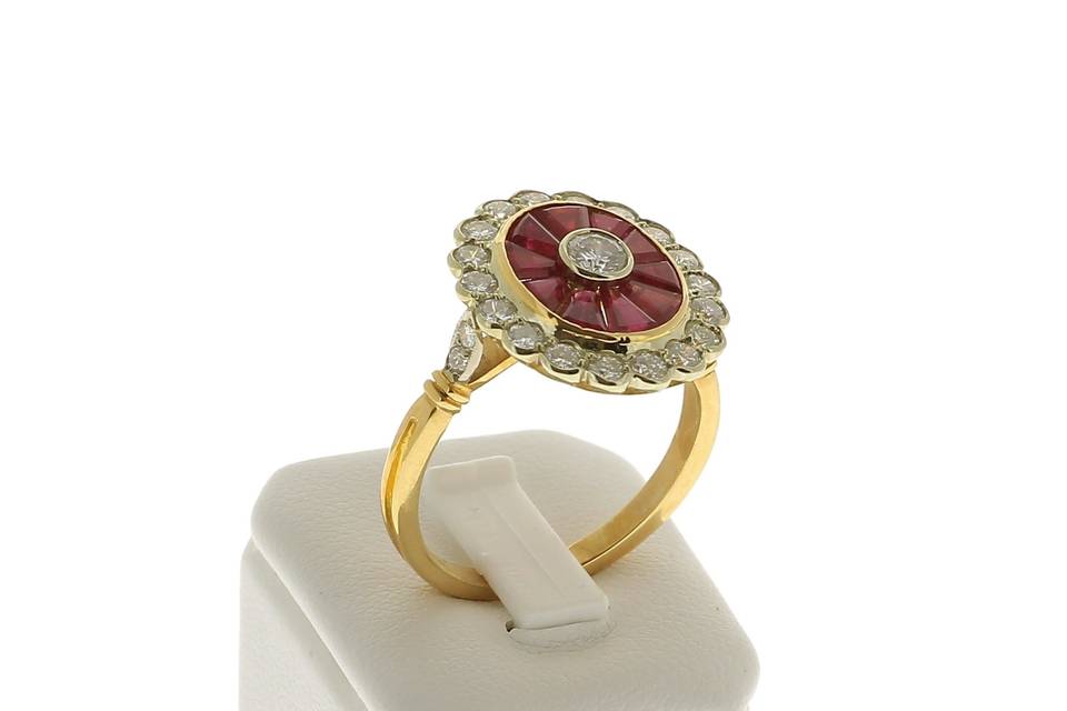 Bague rubis et diamants