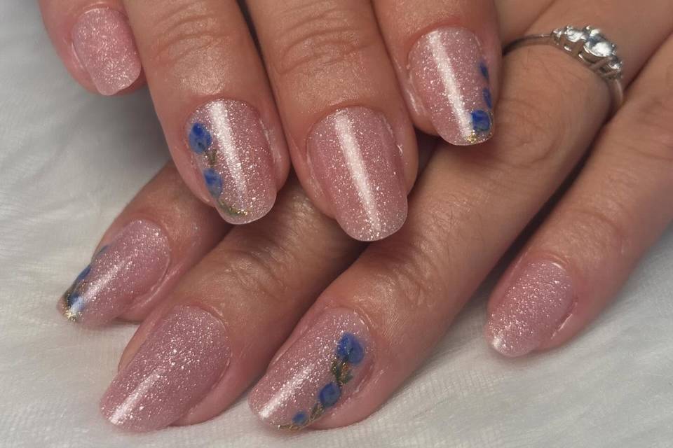 Extension paillettes et fleurs