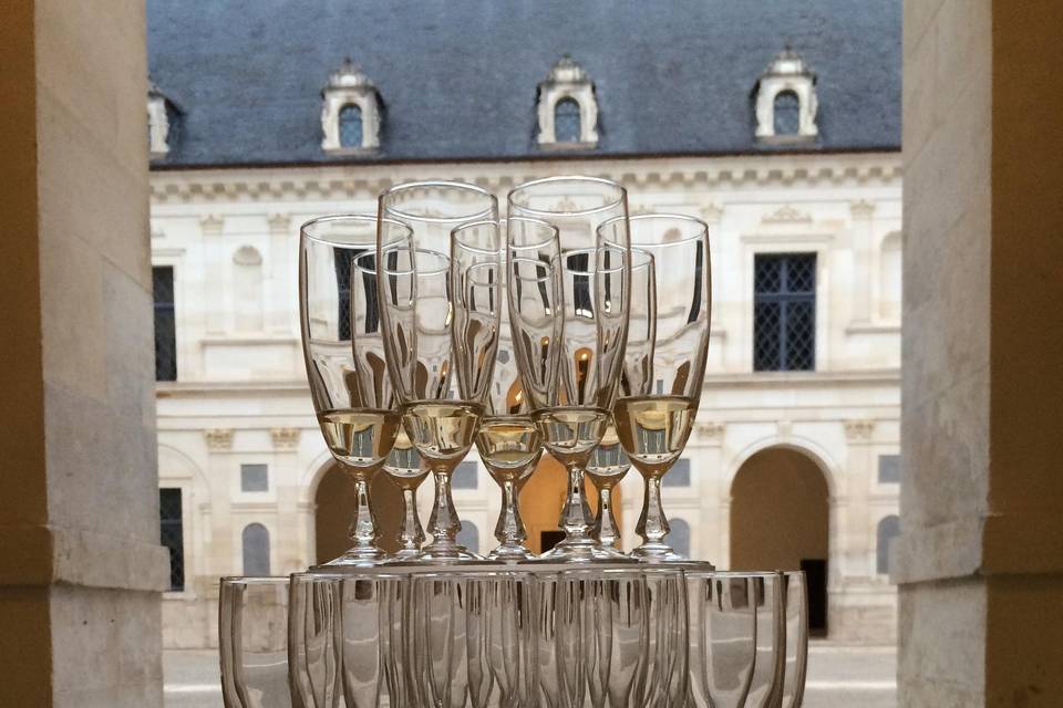 Cocktail cour d'honneur ©Château d'Ancy le Franc