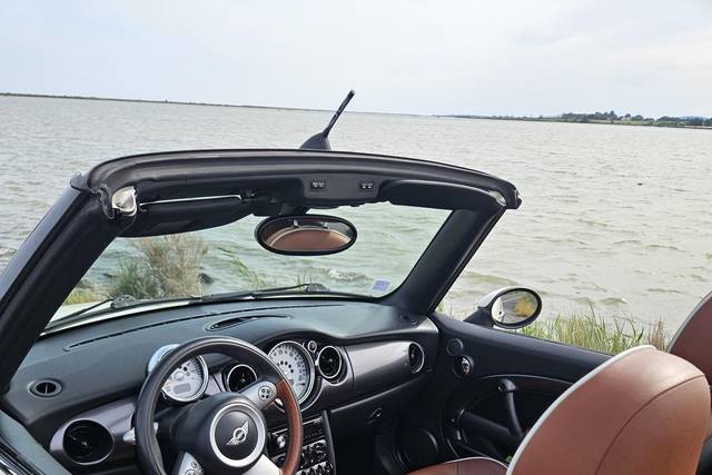 Mini Cooper cabriolet sidewalk