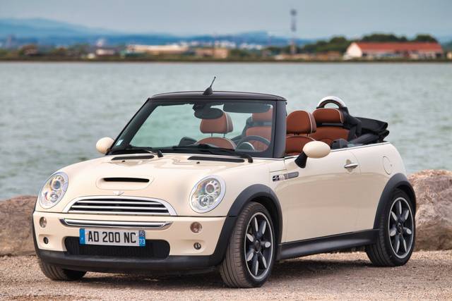 Mini Cooper cabriolet sidewalk