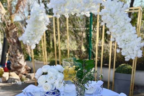 Table sicilienne vase bleu