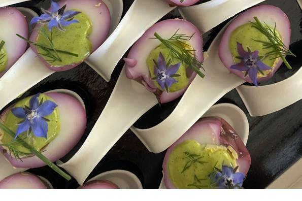 Oeuf mimosa betterave & herbes