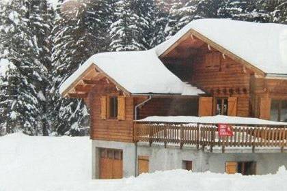 Chalet sous la neige
