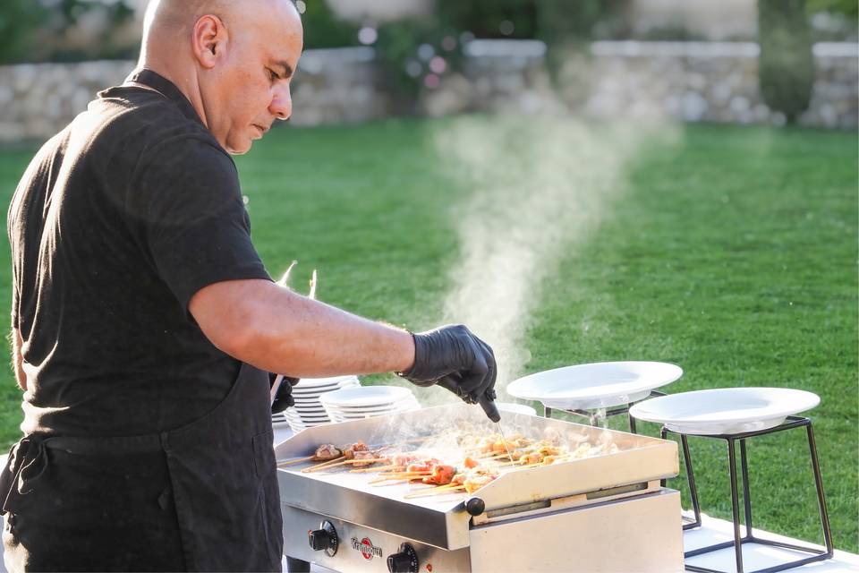 Barbecue fumant