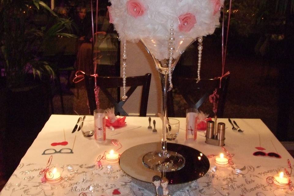 Décoration table tulle