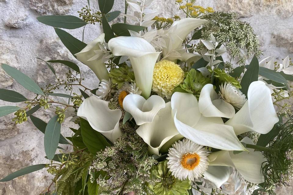 Bouquet de mariée blanc et vert