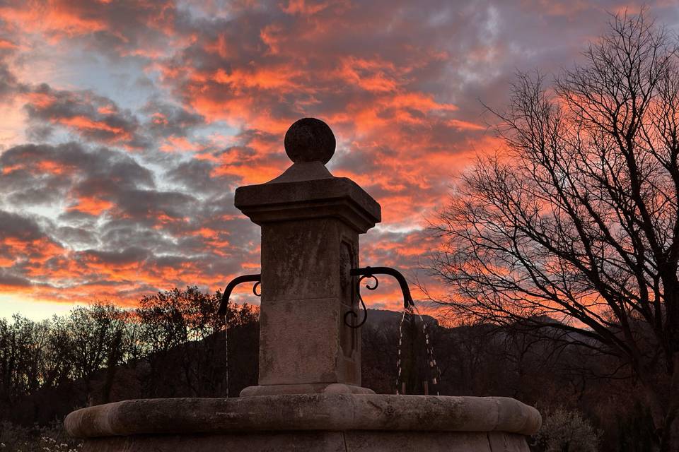 Fontaine coucher de soleil