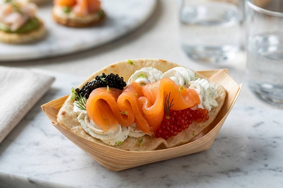 Mini barquette saumon fumé.