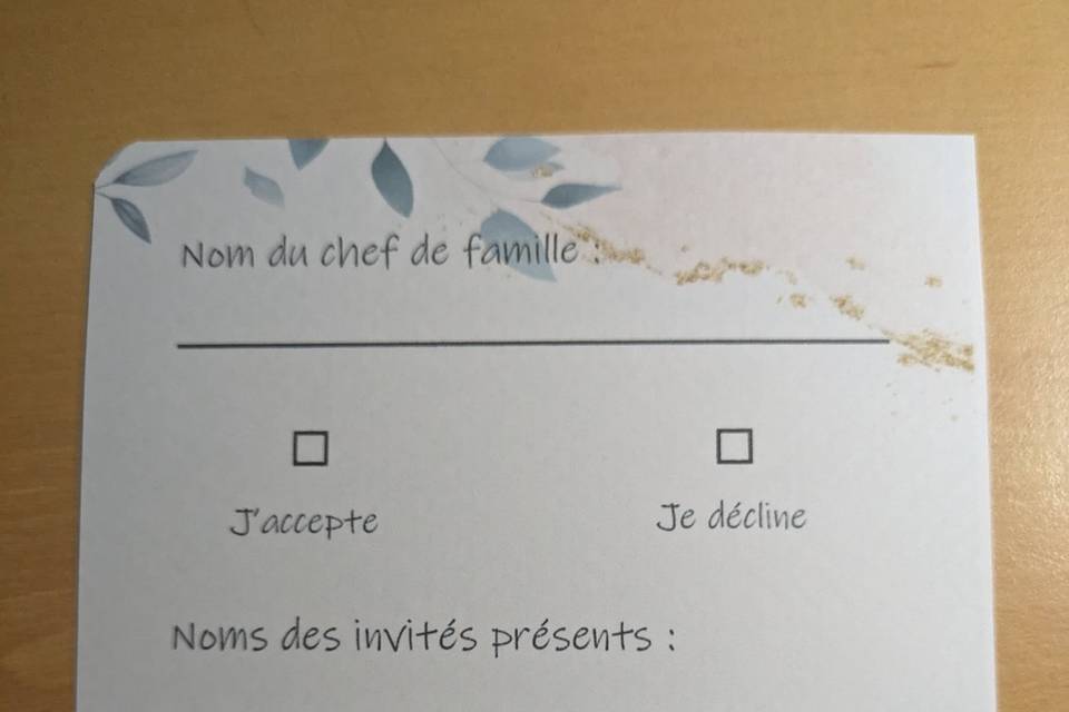 Carton réponse invités