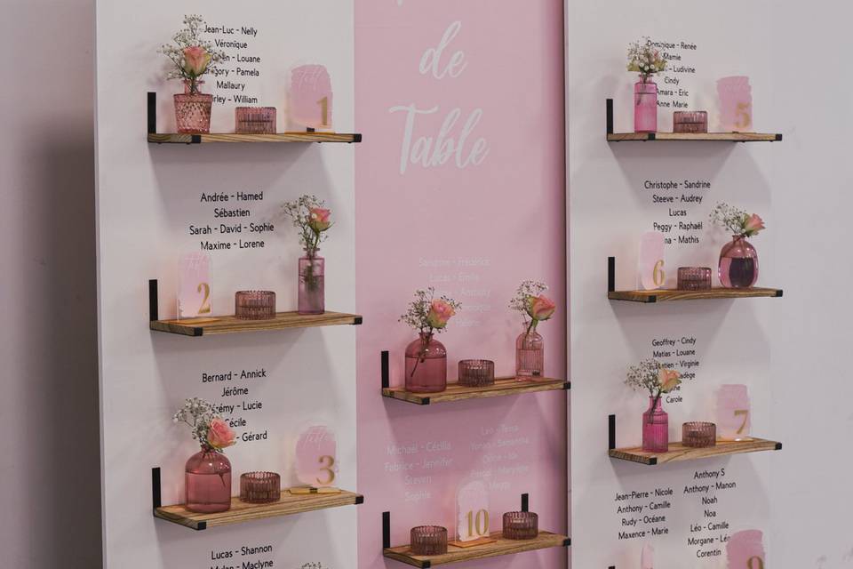Plan de table crée sur mesure