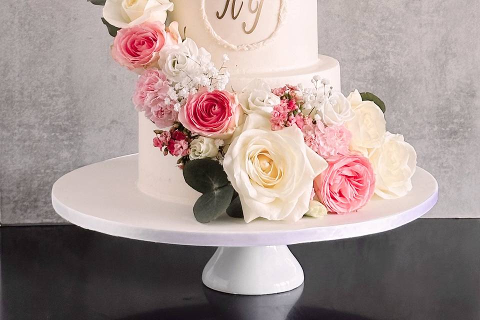 Wedding cake rose et blanc