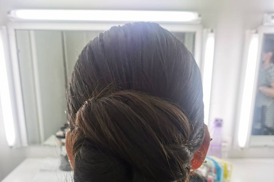 Chignon sur cheveux long