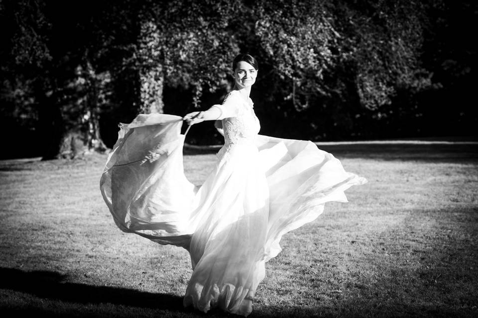 Robe de mariée en mouvement