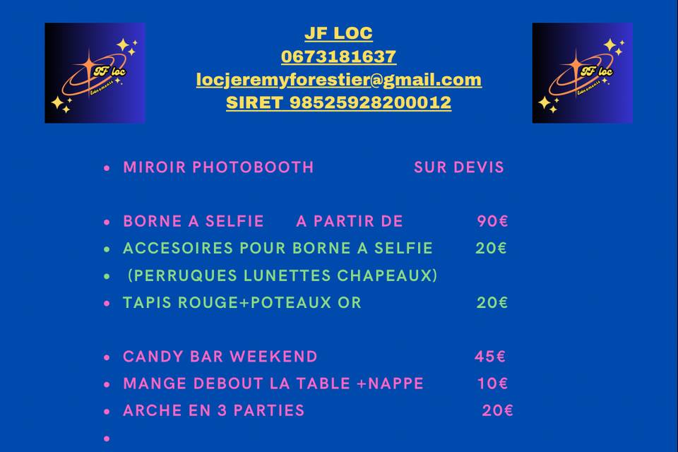 Tarifs des locations