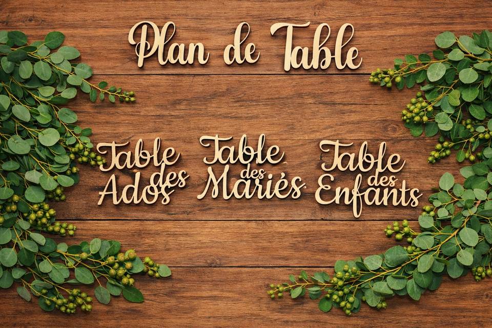 Creation en bois plan de table