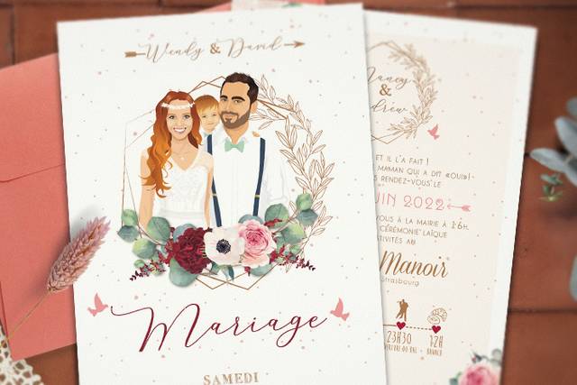 Faire-part mariage bohème