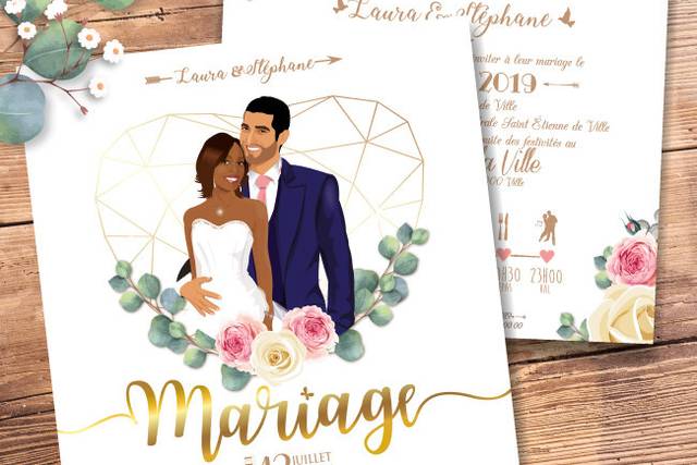 Faire-part romantique mariage