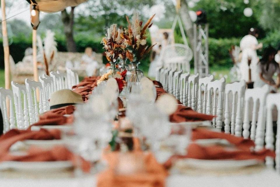 Mariage bohème et terracotta