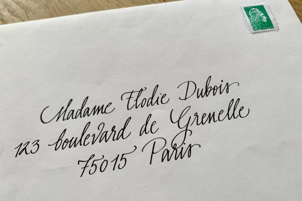 Adresse calligraphiée