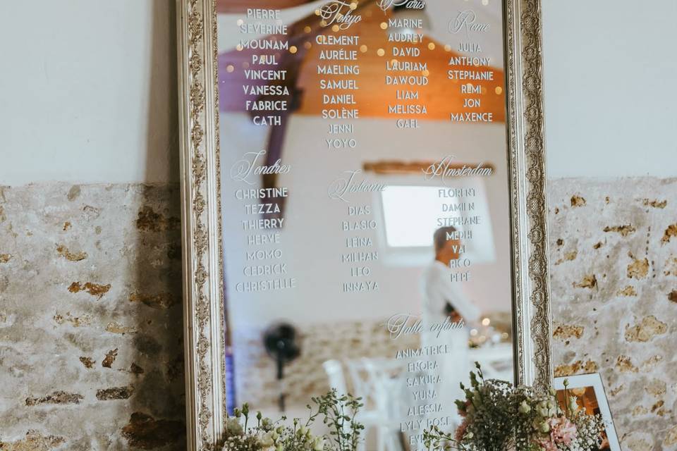 Miroir plan de table