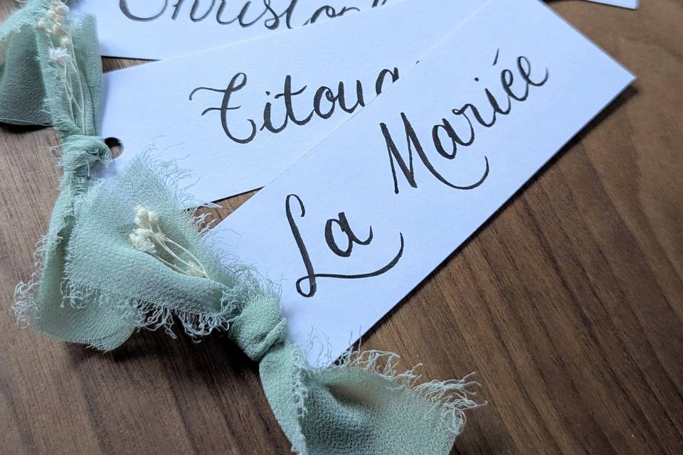 Marque-places calligraphiés