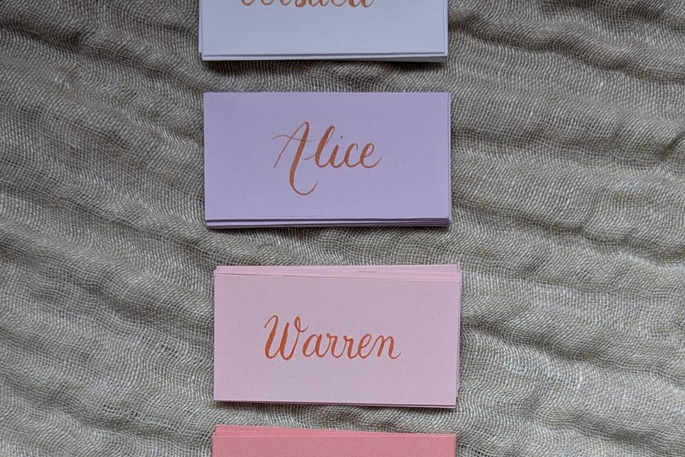 Marque-places colorés