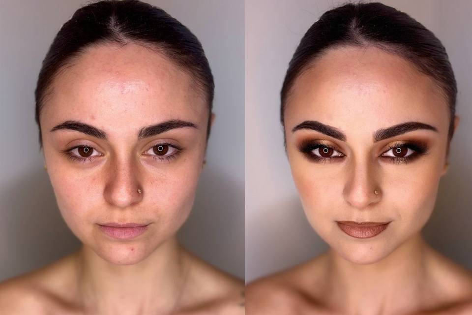 Avant/après maquillage mariée