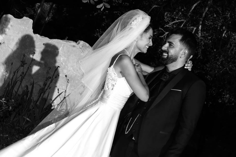 Photo en noir et blanc mariage