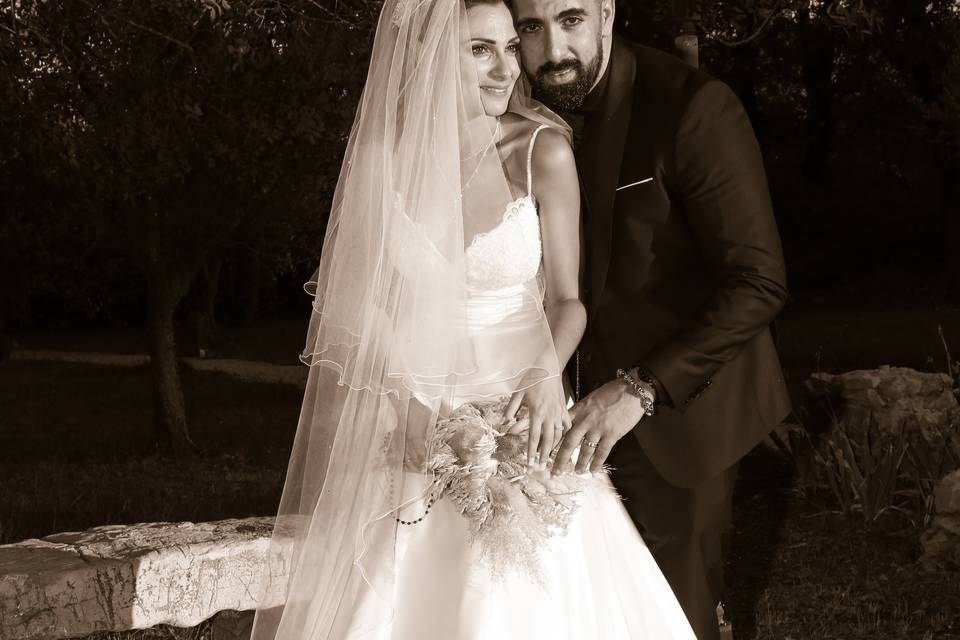 Photo en sépia mariage