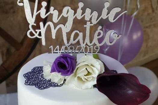Wedding  cake blanc prune